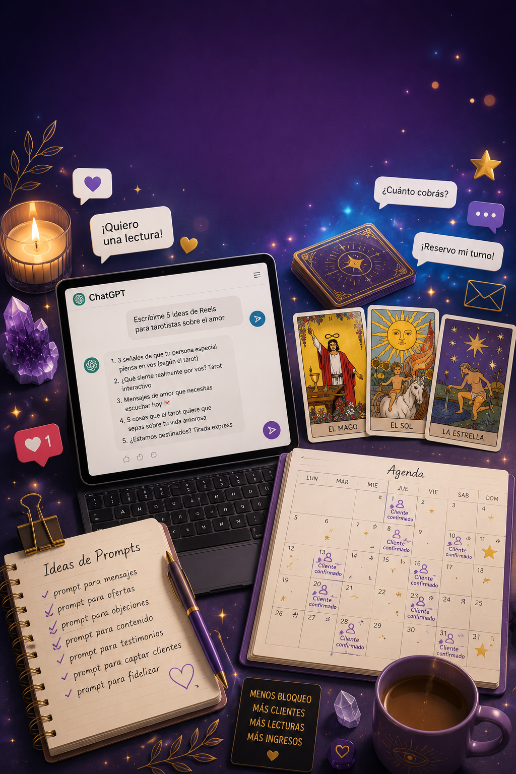 100 PROMPTS QUE TE VAN A LLENAR LA AGENDA